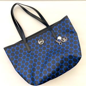 Michael Kors Navy and Black Polka Dot Tote